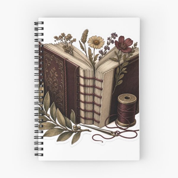 Item preview, Dark Academia Bookbinding Craft Leather Bound Book Pressed Flower Bookish Emblem designed and sold by StickyGuys.