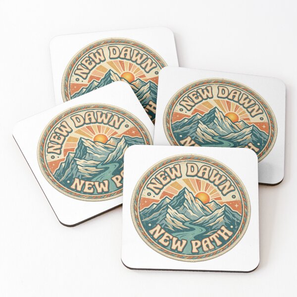Item preview, New Dawn New Path Retro Mountain Sunrise Badge designed and sold by Sanan Israyilli.