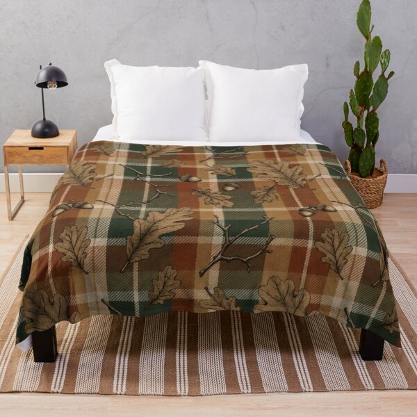 Item preview, Autumn Academia Oxford Plaid with Oak Leaves and Acorns in Rust designed and sold by StickyGuys.