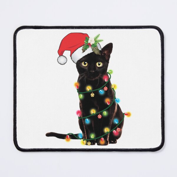 Item preview, Santa Black Cat Tangled Up In Christmas Tree Lights Holiday designed and sold by framiorville.