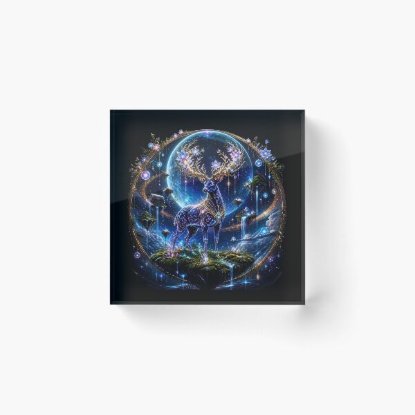 Item preview, Celestial Crystal Stag Cosmic Fantasy Art designed and sold by Fun2Fentastic.