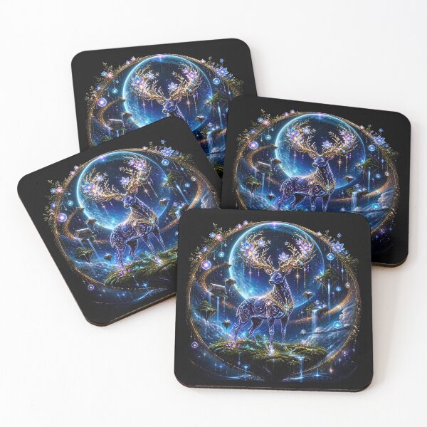 Item preview, Celestial Crystal Stag Cosmic Fantasy Art designed and sold by Fun2Fentastic.