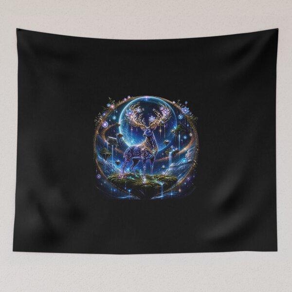 Item preview, Celestial Crystal Stag Cosmic Fantasy Art designed and sold by Fun2Fentastic.