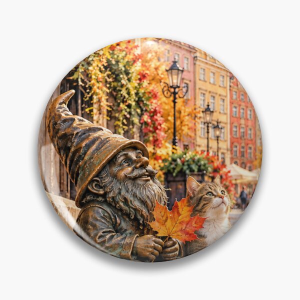 Item preview, Autumn Gnome and Cat Art Print – Cozy Wrocław Poland Travel Decor designed and sold by Purrfecta.