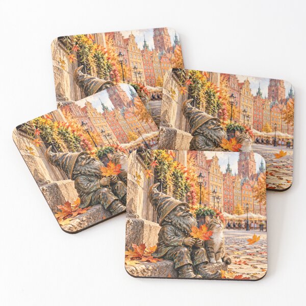 Item preview, Autumn Gnome and Cat Art Print – Cozy Wrocław Poland Travel Decor designed and sold by Purrfecta.