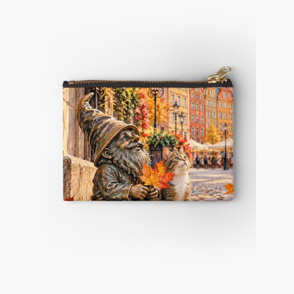 Item preview, Autumn Gnome and Cat Art Print – Cozy Wrocław Poland Travel Decor designed and sold by Purrfecta.