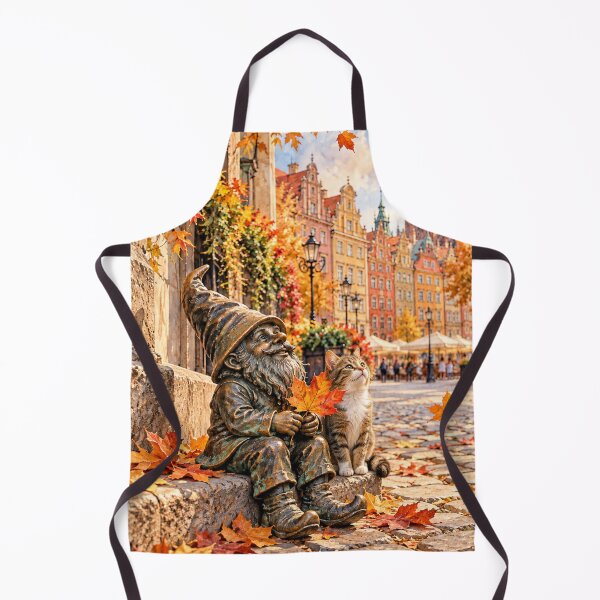 Item preview, Autumn Gnome and Cat Art Print – Cozy Wrocław Poland Travel Decor designed and sold by Purrfecta.