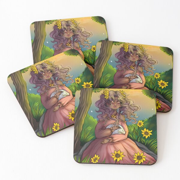 Item preview, Magical Elf with Bunny at Sunset - Golden Hour Elf & Bunny designed and sold by Bereeliart.