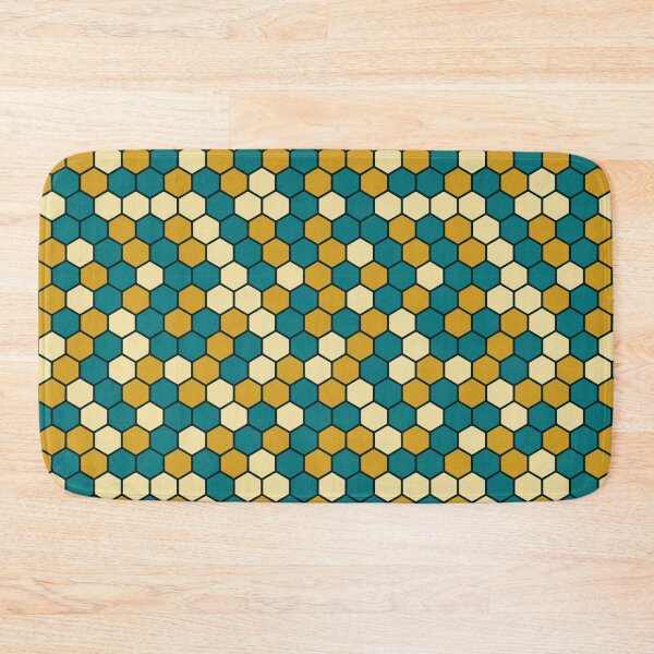 Item preview, Teal Gold Honeycomb Geometric Hexagon Pattern designed and sold by AIG - Andrei Ilie Graphics.