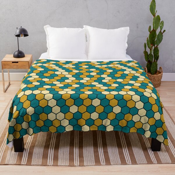 Item preview, Teal Gold Honeycomb Geometric Hexagon Pattern designed and sold by AIG - Andrei Ilie Graphics.