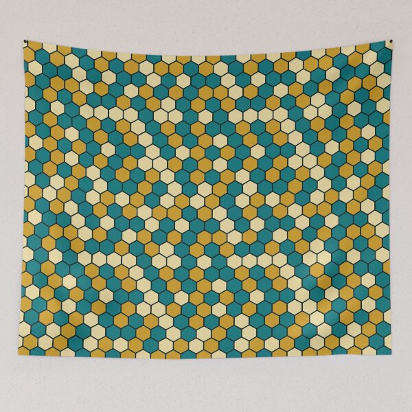 Item preview, Teal Gold Honeycomb Geometric Hexagon Pattern designed and sold by AIG - Andrei Ilie Graphics.
