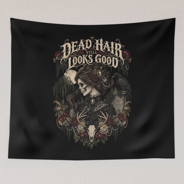 Item preview, Dead Hair Still Looks Good – Gothic Skeleton Woman Floral Macabre designed and sold by SidTastic .