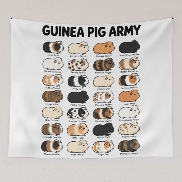 Item preview, Guinea Pig Army Funny Cute Cavy Breeds Chart Simple Design designed and sold by Yellowriversss.