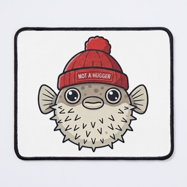 Item preview, Not a Hugger Pufferfish in Red Beanie designed and sold by orioleoutdoor.