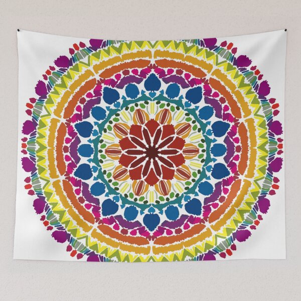 Item preview, Vibrant Folk Floral Round Mandala Pattern designed and sold by FioreDiCiliegio.