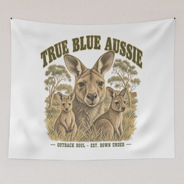 Item preview, True Blue Aussie Vintage Kangaroo Outback Art Australia Slag designed and sold by Yellowriversss.
