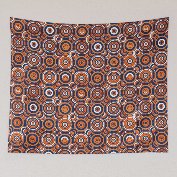 Item preview, Retro Navy Orange Circle Target Pattern designed and sold by AIG - Andrei Ilie Graphics.