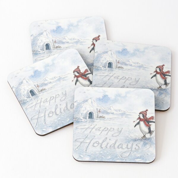 Item preview, Happy Holidays Penguin on Ice Skates designed and sold by Maria Dryfhout.