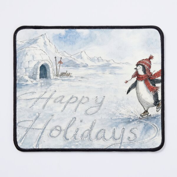 Item preview, Happy Holidays Penguin on Ice Skates designed and sold by Maria Dryfhout.