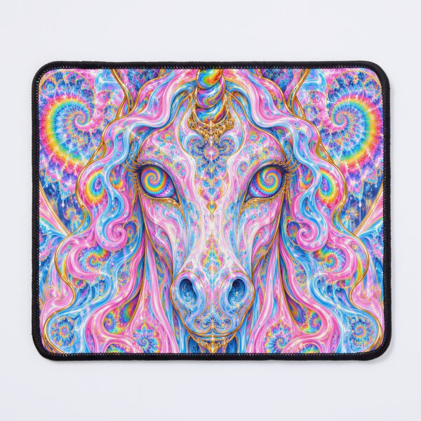 Item preview, Psychedelic Pink and Blue Unicorn Fractal Art designed and sold by hyperbeast store.