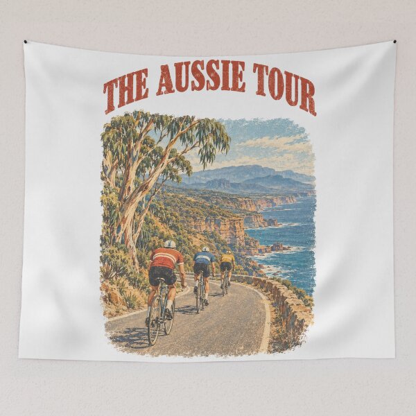 Item preview, Retro Australia Road Cycling Coastal Travel Art designed and sold by Yellowriversss.
