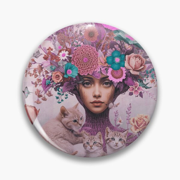 Item preview, Blush Nostalgia: Vintage Woman, Cat & Birds Collage designed and sold by Knock on my door.