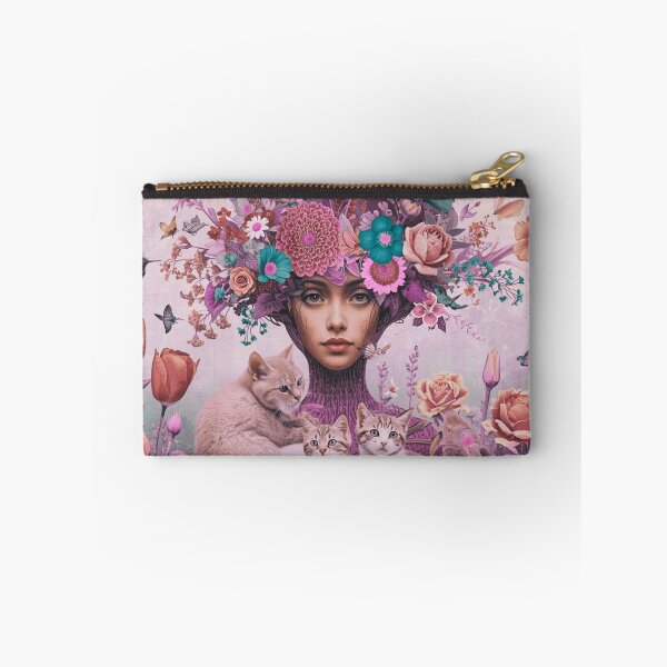 Item preview, Blush Nostalgia: Vintage Woman, Cat & Birds Collage designed and sold by Knock on my door.