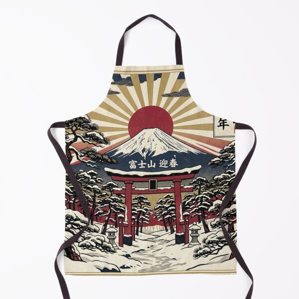 Item preview, Japanese New Year Mount Fuji Torii Gate Vintage Woodblock Art Print designed and sold by RetroVibe Supply.