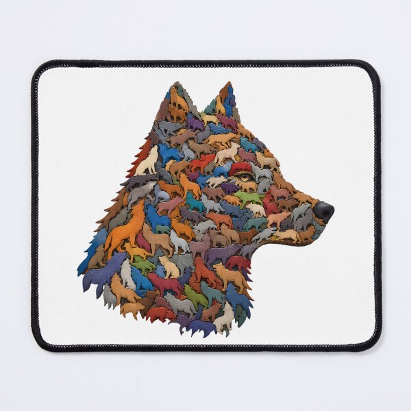 Item preview, Wolf Pack Silhouette Wood Mosaic Art designed and sold by VisualVerseLab.