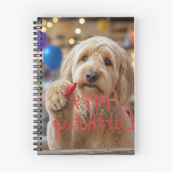Item preview, Labradoodle Doodling Happy Birthday on Glass designed and sold by Maria Dryfhout.