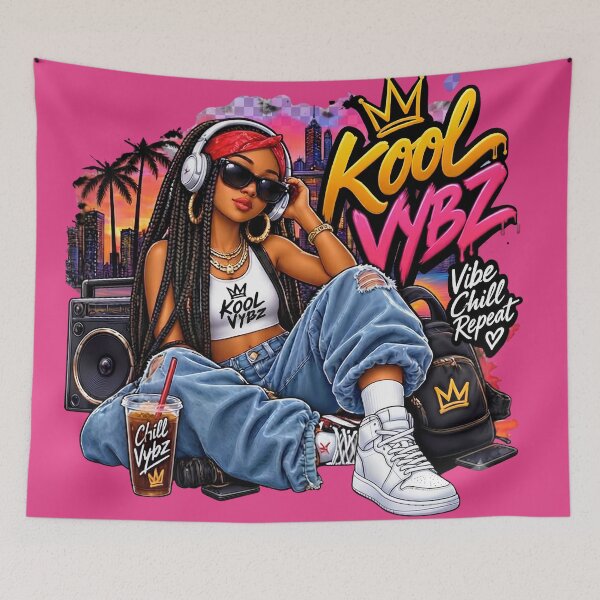 Item preview, Kool Vybz Vibe Chill Repeat Streetwear Urban Girl Graphic   designed and sold by digitalbob60.