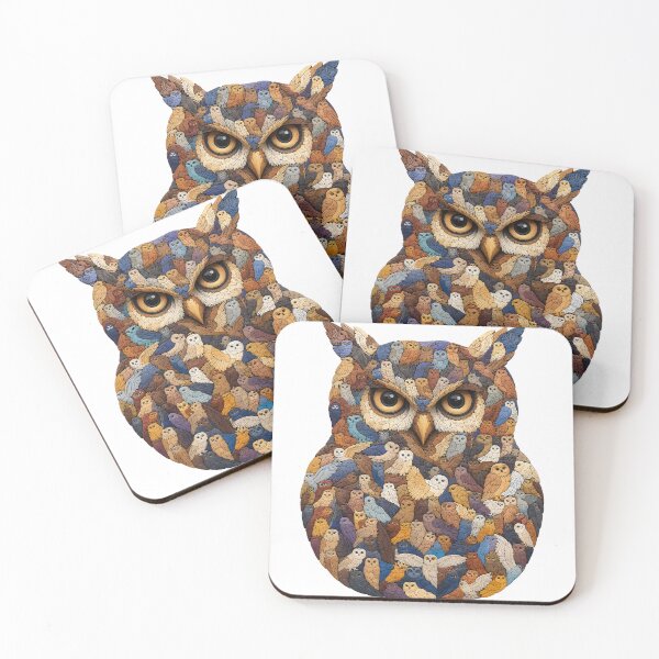 Item preview, Owl Assembly Silhouette Wood Mosaic Art designed and sold by VisualVerseLab.