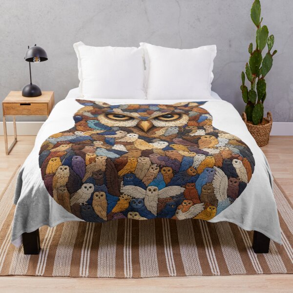 Item preview, Owl Assembly Silhouette Wood Mosaic Art designed and sold by VisualVerseLab.