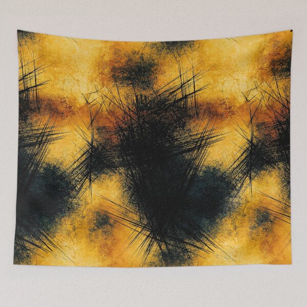 Item preview, Abstract Yellow and Charcoal Scratch Art designed and sold by Piotrek0001.
