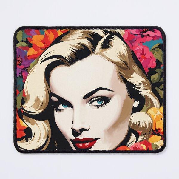 Item preview, Veronica Lake - Oblique Ink and Floral #24026 - Hollywood Legends Art Nouveau Illustration designed and sold by centuryretromedia.