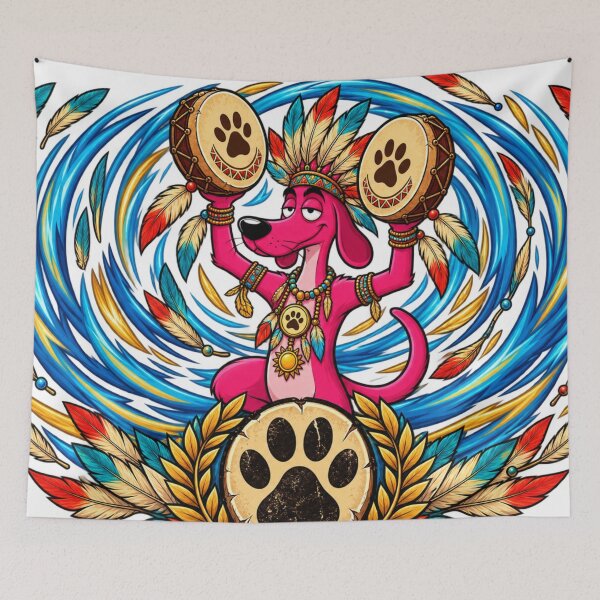 Item preview, Boho Dog Tribal Drum Spirit designed and sold by JanRizz.