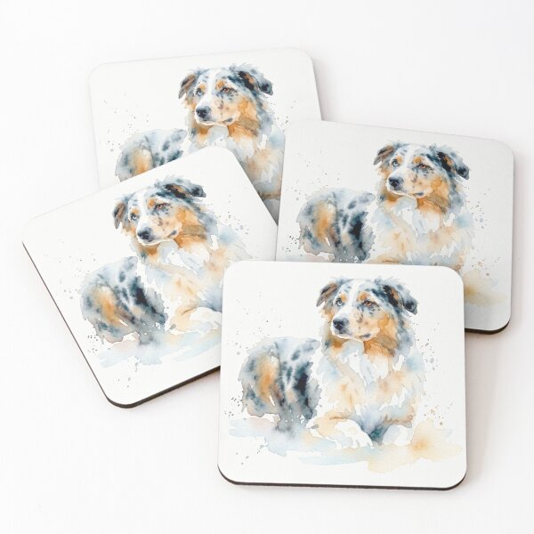 Item preview, Australian Shepherd, Peach and Sky Blue designed and sold by caracatita75.