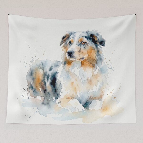 Item preview, Australian Shepherd, Peach and Sky Blue designed and sold by caracatita75.