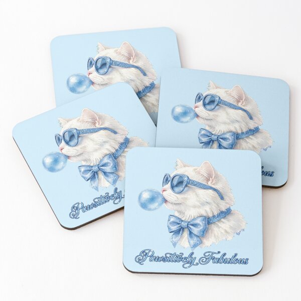 Item preview, Pawsitively Fabulous - Cute White Cat With Blue Sunglasses - Cat Lover designed and sold by Vibe-Vary.