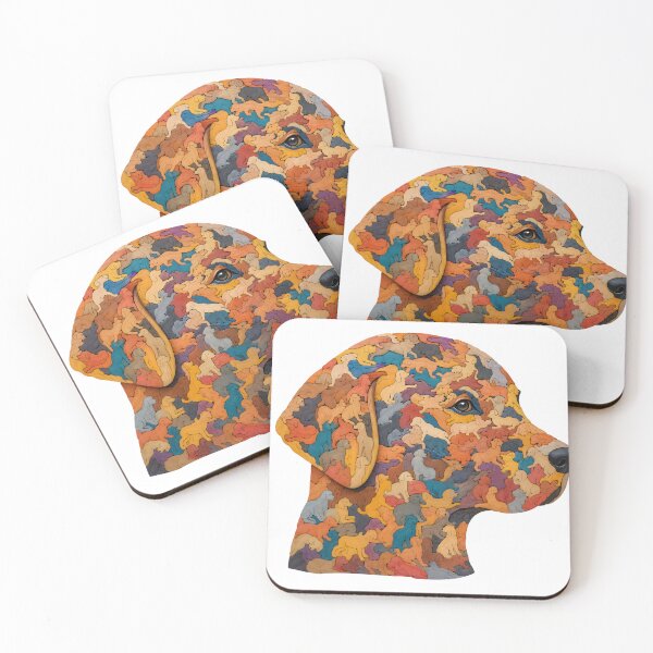 Item preview, Loyal Pack Dog Silhouette Wood Mosaic Art designed and sold by VisualVerseLab.