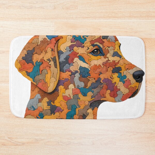 Item preview, Loyal Pack Dog Silhouette Wood Mosaic Art designed and sold by VisualVerseLab.