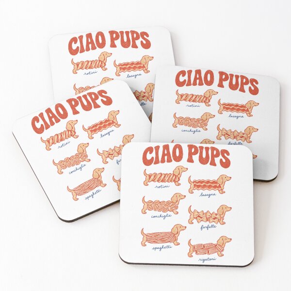 Item preview, Ciao Pups Funny Pasta Dachshund Italian Chart Weenie Dog Simple Design designed and sold by Yellowriversss.