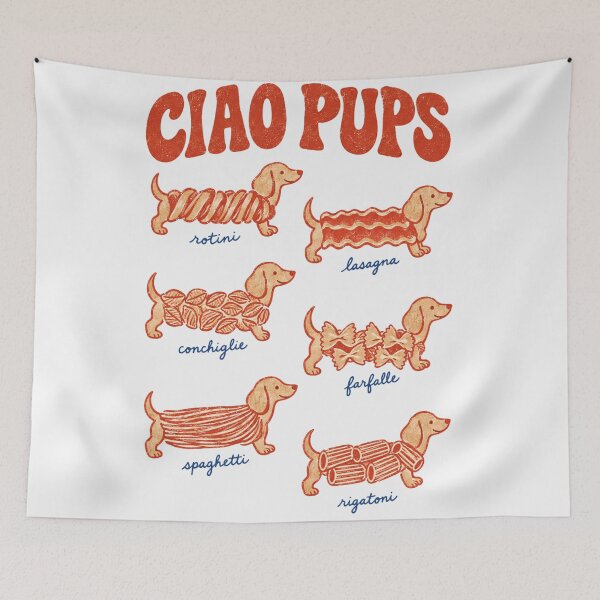 Item preview, Ciao Pups Funny Pasta Dachshund Italian Chart Weenie Dog Simple Design designed and sold by Yellowriversss.