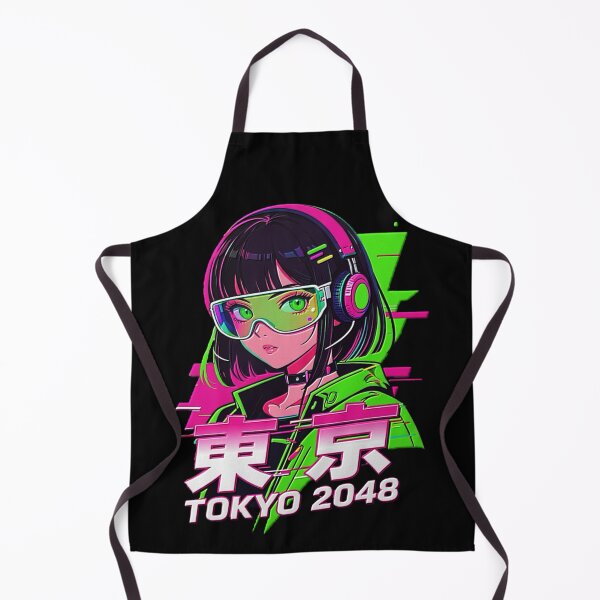 Item preview, Cyberpunk Anime Song Girl Image 東京 TOKYO 2048  with Headphones - Neon Pink & Green Glitch Art. designed and sold by Giulivo Store Graphic.
