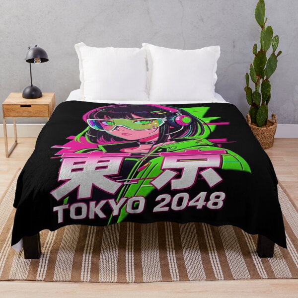 Item preview, Cyberpunk Anime Song Girl Image 東京 TOKYO 2048  with Headphones - Neon Pink & Green Glitch Art. designed and sold by Giulivo Store Graphic.