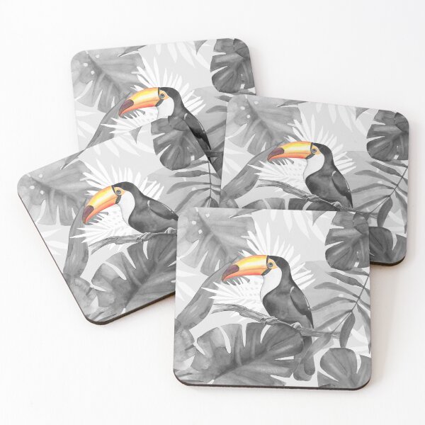 Item preview, Toucan and Tropical Leaves Watercolor Pattern designed and sold by Gribanessa.