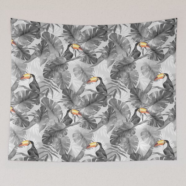 Item preview, Toucan and Tropical Leaves Watercolor Pattern designed and sold by Gribanessa.