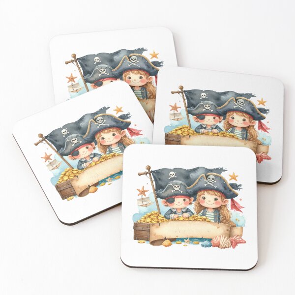 Item preview, Watercolor Pirate Kids Treasure Chest Banner designed and sold by BetweenForms.