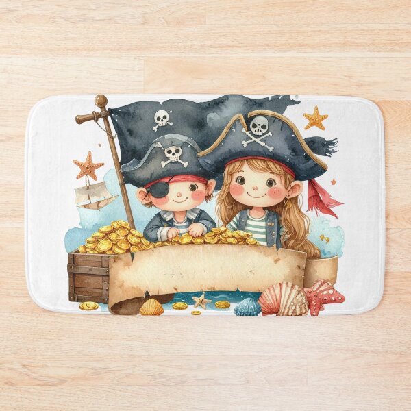 Item preview, Watercolor Pirate Kids Treasure Chest Banner designed and sold by BetweenForms.