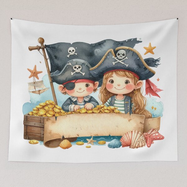Item preview, Watercolor Pirate Kids Treasure Chest Banner designed and sold by BetweenForms.